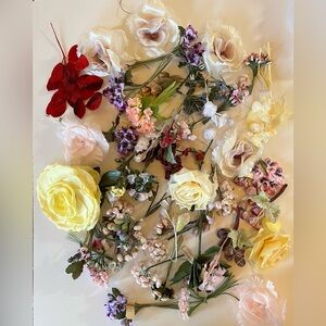 Assortment of quality vintage silk & velvet flowers for bridal, hats, crafts